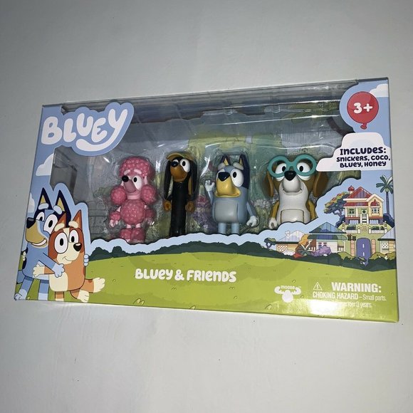 BLUEY Bluey Friends Family Toy Mini Figures Bluey Snickers Coco Honey 4 Pack - Picture 2 of 3